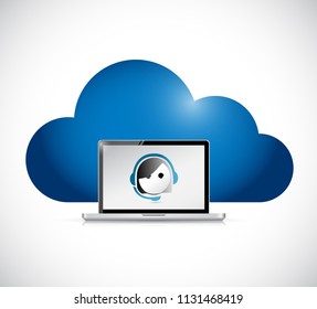 cloud computing customer support concept. illustration over a white background