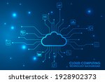 Cloud computing, Cyber technology background, internet data storage, database and mobile server concept, Cloud Computing network with internet icons. Vector illustration
