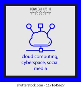 cloud computing, cyberspace, social media  vector icon
