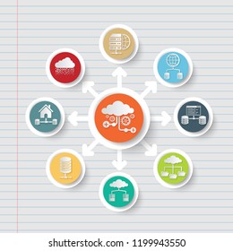 Cloud computing and data analysis icon info graphic design