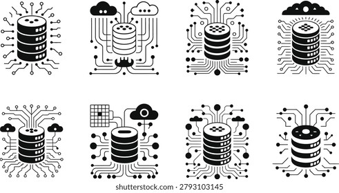 Cloud computing data center server network icon