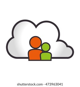 cloud computing and data digital technology social media vector illustration