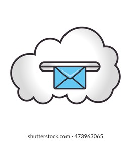 cloud computing and data digital technology mail vector illustration