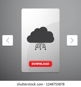 cloud, computing, data, hosting, network Glyph Icon in Carousal Pagination Slider Design and Red Download Button