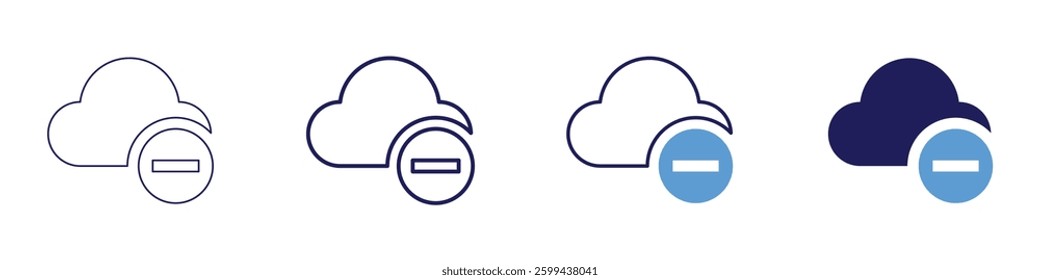 Cloud computing data icon in 4 different styles. Thin Line, Line, Bold Line, Duotone. Duotone style. Editable stroke.