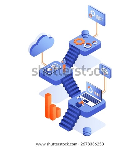 Cloud Computing and Data Management – Isometric Vector Concept