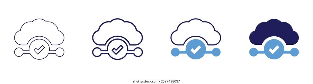 Cloud computing data privacy icon in 4 different styles. Thin Line, Line, Bold Line, Duotone. Duotone style. Editable stroke.