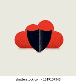 Cloud computing and data protection and security vector concept simple illustration. Internet safety, modern technology symbol. Eps10 illustration.