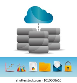 cloud computing data server base technology icons