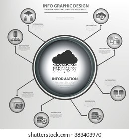 Cloud computing and data server info graphics design,clean vector