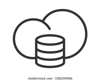 Cloud computing data storage outline icon isolated on white background. Cloud computing, information and database vector icon for web, mobile apps and ui design. Networking business design concept