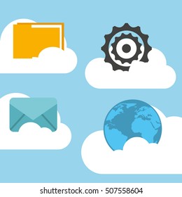 cloud computing data storage vector illustration design