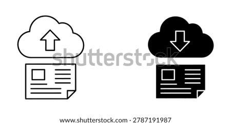 Cloud computing data sync and document storage icons for upload and download