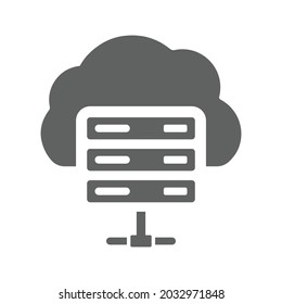 Cloud, computing, database icon. Gray vector graphics.