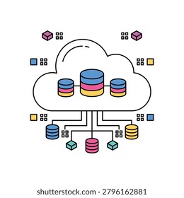 Cloud Computing Database Network and Decentralized Data Storage Concept Illustration