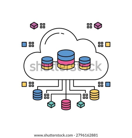 Cloud Computing Database Network and Decentralized Data Storage Concept Illustration