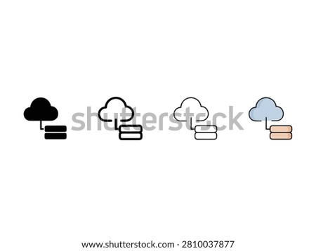 Cloud computing and database storage icons four different colored cloud icons with database symbols