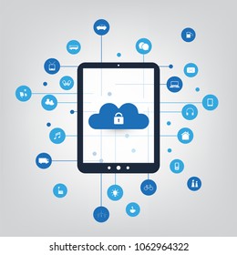 Cloud Computing Design Concept - Digital Network Connections, Technology Background