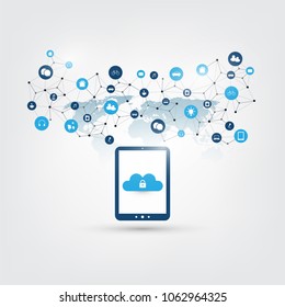 Cloud Computing Design Concept - Digital Network Connections, Technology Background