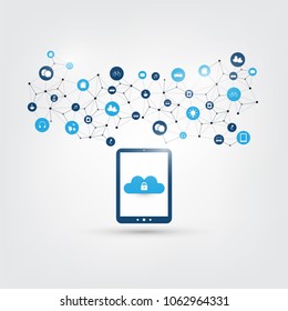 Cloud Computing Design Concept - Digital Network Connections, Technology Background