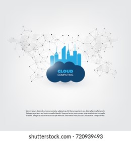 Cloud Computing Design Concept - Digital Network Connections, Technology Background