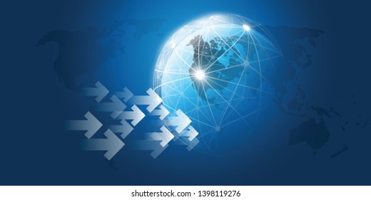 Cloud Computing Design Concept with Earth Globe - Global Business, Digital Network Connections, Technology Concept