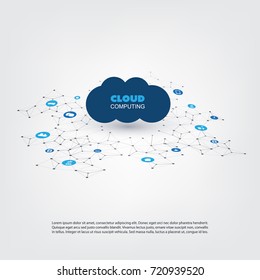 Cloud Computing Design Concept with Icons - Digital Network Connections, Technology Background