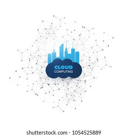 Cloud Computing Design Concept with Mesh - Digital Network Connections, Technology Background