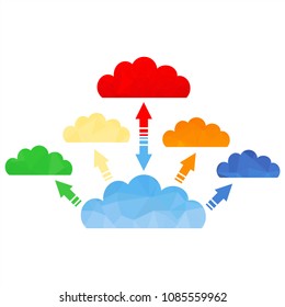 Cloud Computing Design Concept with Polygon. Technology Background. Vector graphic illustration.
