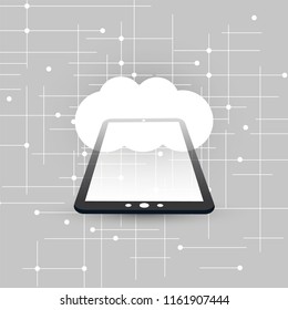 Cloud Computing Design Concept with Tablet PC and Earth Globe - Digital Network Connections, Technology Background