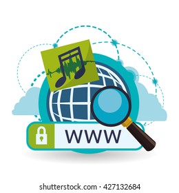 Cloud computing design. Media icon. Isolated illustration