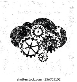 Cloud computing design on old paper,grunge vector