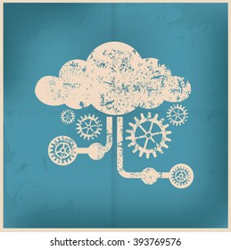 Cloud computing design on old background,vector