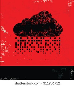 Cloud computing design on red background, grunge vector
