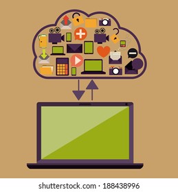 Cloud Computing design over brown background, vector illustration