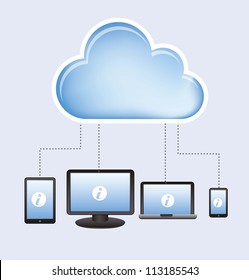 Cloud Computing Design Over White Background. Vector Illustration