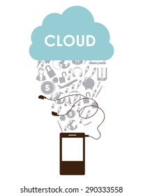 Cloud computing design over white background, vector illustration