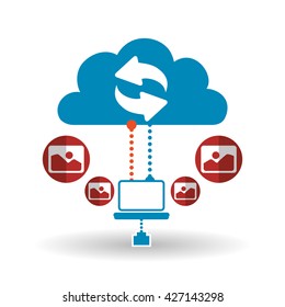 Cloud computing design. Trip icon. Flat illustration, technology vector