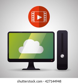 Cloud computing design. Trip icon. Flat illustration
