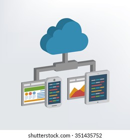 Cloud computing design,three dimension,vector