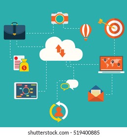 Cloud computing - Devices connected to the cloud.EPS10 vector