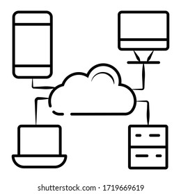 Cloud computing - Devices connected to the "cloud" icon