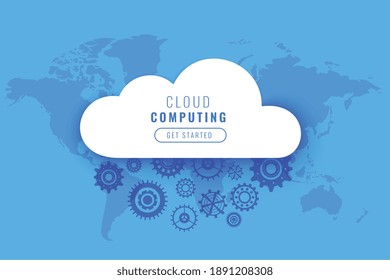 cloud computing digital technology background with gears 