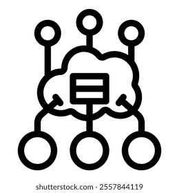 Cloud computing distributing data through a network to multiple devices, data storage and data sharing concept
