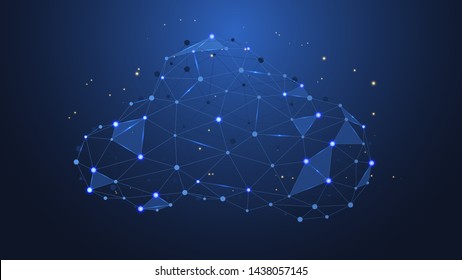 Cloud computing with dots and lines.  connection technology with geometric shapes. vector illustration