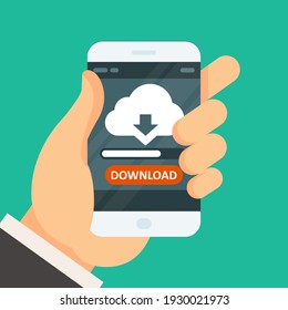 Aplicación de descarga de computación en nube en smartphone con barra de progreso