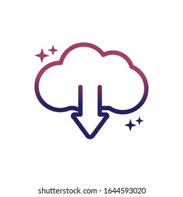 cloud computing download arrow data social media gradient style icon vector illustration