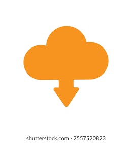 cloud computing. Download icon. data system storage service concept. Solid design style. vector template design