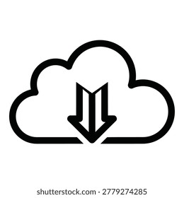 Cloud computing download icon with file transfer symbol icon