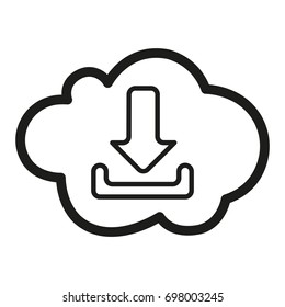cloud computing download icon isolated on the white background. vector illustration